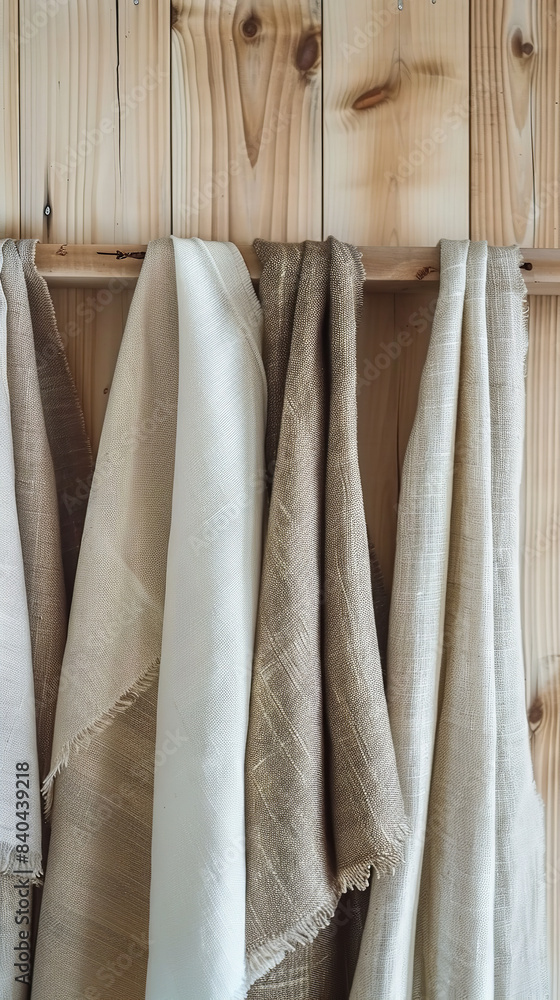 Canvas Prints Modern Fabric Designs Against a Rustic Wood Backdrop  