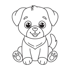 Cute puppy cartoon coloring page illustration vector. For kids coloring book