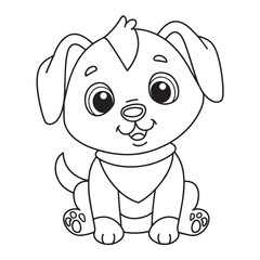 Cute puppy cartoon coloring page illustration vector. For kids coloring book