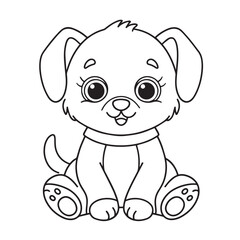 Cute puppy cartoon coloring page illustration vector. For kids coloring book