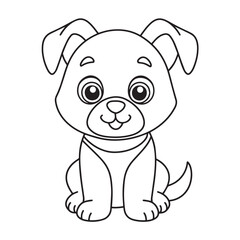 Cute puppy cartoon coloring page illustration vector. For kids coloring book