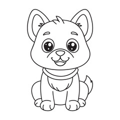 Cute puppy cartoon coloring page illustration vector. For kids coloring book
