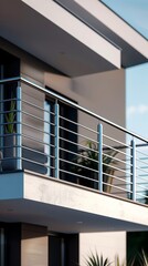 a high-quality photo of a sleek and elegant aluminum railing design. 