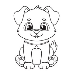 Cute puppy cartoon coloring page illustration vector. For kids coloring book
