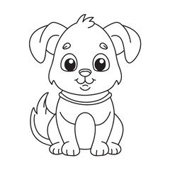 Cute puppy cartoon coloring page illustration vector. For kids coloring book