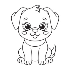 Fototapeta premium Cute puppy cartoon coloring page illustration vector. For kids coloring book