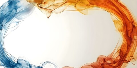 Fototapeta premium Circular watercolor frame with empty space on white background for copy. Concept Watercolor Frame, Circular Design, White Background, Copy Space