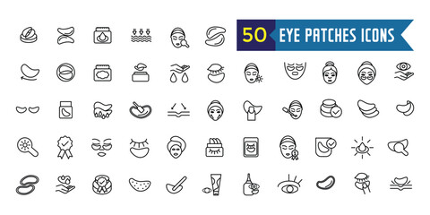 Eye patches icons set outline vector. Beauty eye. Cream mask. Outline icon collection. Editable stroke.
