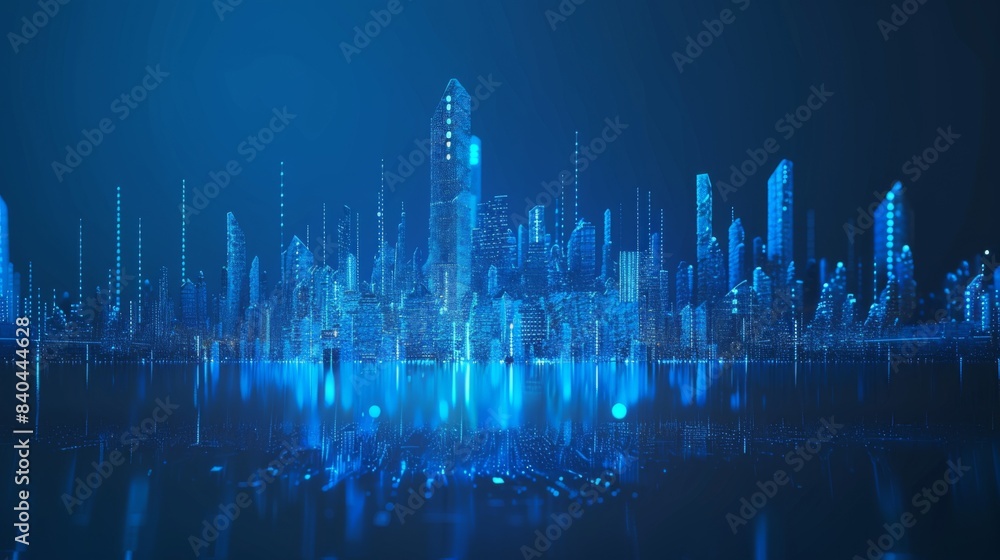 Leinwandbilder internet speed data communication connection network frame modern industrial skyline city structure,