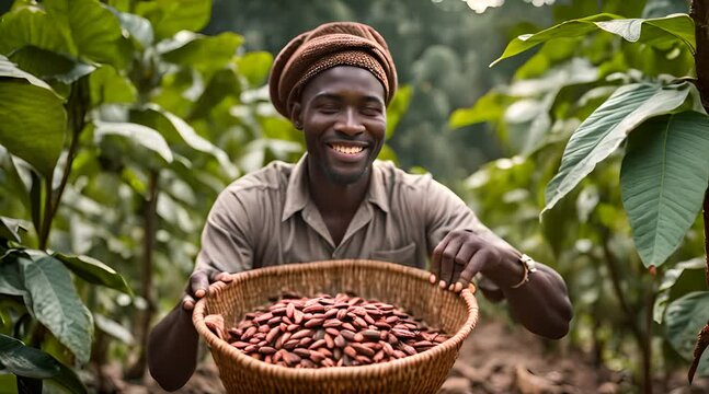 Harvesting Cocoa Pods. Farmer&rsquo;s Work