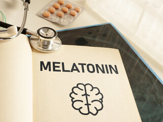Melatonin is shown using the text and photo of pills