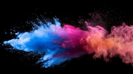 Fototapeta premium Launched colorful powder, isolated on black background.