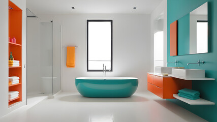 Interior modern colored bathroom, Minimalism Generative AI