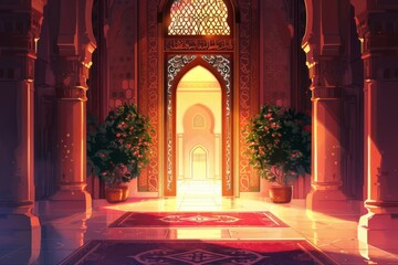 Islamic mosque interior Ramadan Kareem islamic background