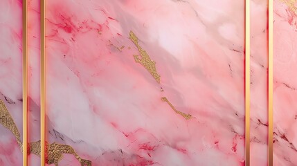 Elegant pink marble texture with golden veins, framed by rose gold borders. Perfect for luxurious background design.