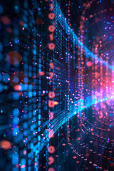 Fototapeta premium Abstract futuristic technology background with digital data and binary code. Concept of big data, artificial intelligence, and deep learning.