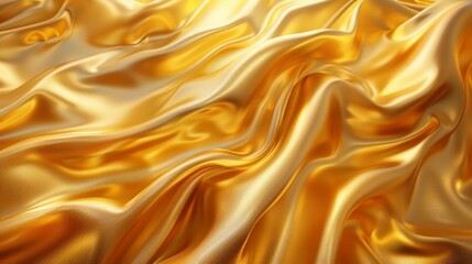Luxurious golden satin fabric with elegant folds texture.