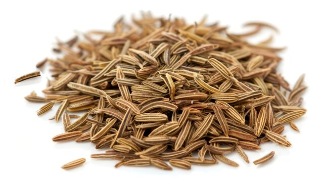 dried cumin seeds Isolated on white background. cooking ingredients for healthful food concept for designer