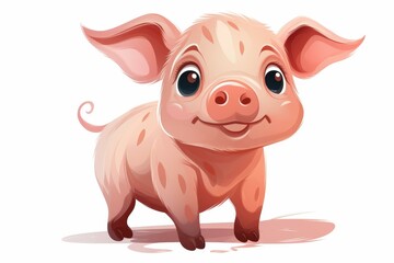 Naklejka premium Adorable pig cartoon clipart for nursery decor, childrens books, and party decorations. Original illustration on isolated background.