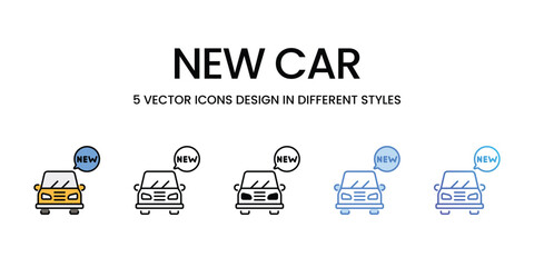 New car icons vector set stock illustration.