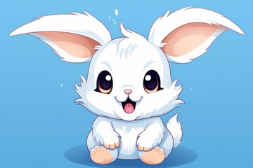 Adorable white rabbit cartoon perfect for kids books, nursery decor, and party invitations. SVG file included.