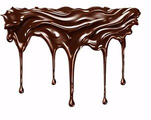 Realistic dripping chocolate texture. Vector isolated border of liquid melted chocolate cream for cake