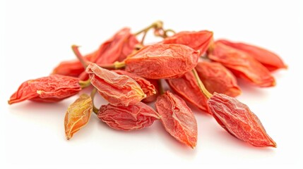 dried goji leaves Isolated on white background. cooking ingredients for healthful food concept for designer