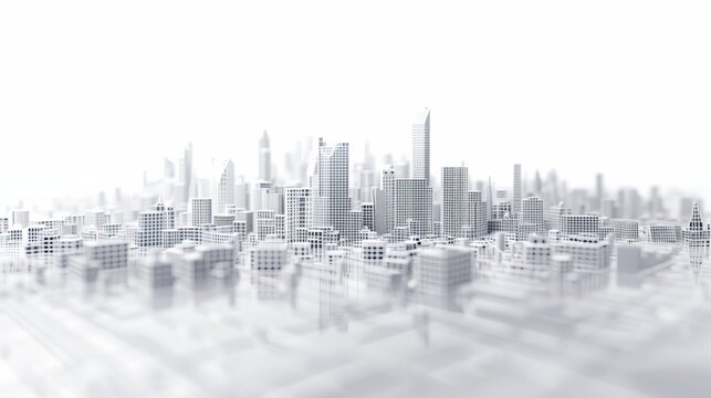 A 3D point cloud model of a modern city skyline. The model depicts a dense urban environment with tall skyscrapers and a variety of building types