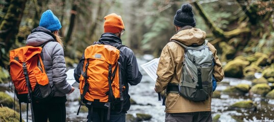Biologists conducting comprehensive research on river water quality for environmental analysis