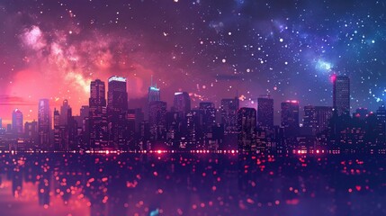 Fototapeta premium Night city background, vector illustration