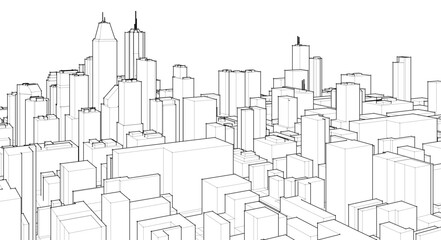  modern city panorama 3d illustration