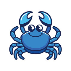Colorful blue cartoon crab. Colorful blue marine cartoon crab with a smiling face vector illustration