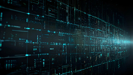 Digital abstract backdround for technological operations, neural networks, AI, data transmission and encryption, digital archives, audio and visual representations, scientific research. Copy space