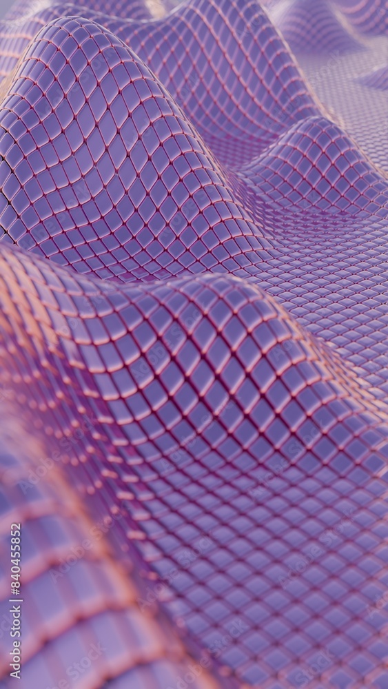 Poster Mesh Waves: Undulating Grid Patterns in Soft Purple