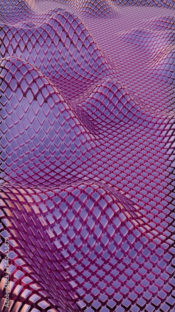 Poster Mesh Waves: Undulating Grid Patterns in Soft Purple