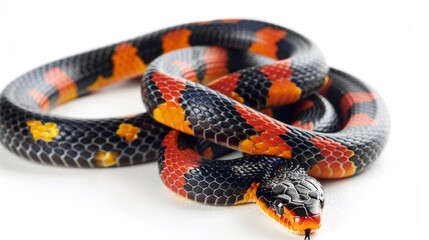 Fototapeta premium poisonous coral snakes Isolated on white background. Poisonous animals concept for designer