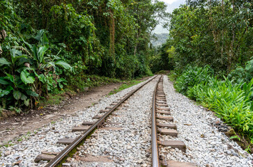 Railway connecting Cusco and Machu Picchu in Peru