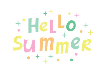 Hello summer calligraphy. Morden fun hand drawn writing, vector illustration