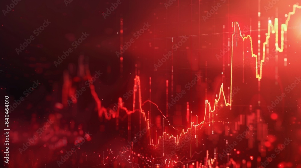 Aufkleber the red crashing market volatility of crypto trading with technical graph and indicator, red candles