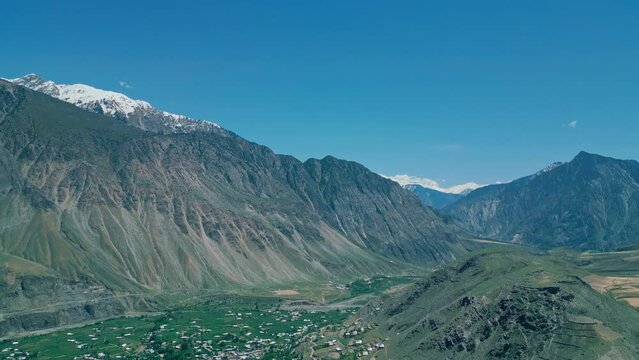 Aerial View Of Valley Surrounded By Hindu Kush Mountain Range, Chitral, Khyber Pukhtoon Khwa, Pakistan