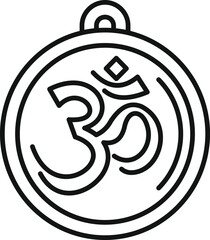 Simplified line art illustration of a pendant with the sacred om symbol