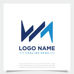 lettering WM initial monogram logo initial concept