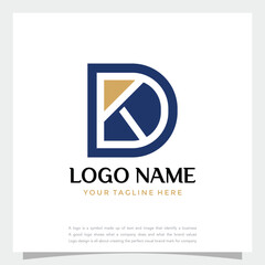 Premium Initial Letter DK or KD logo design. Trendy awesome artistic DK or KD initial based Alphabet icon logo