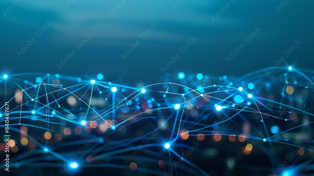 Poster wireless network, connection technology concept, information communication network, abstract line co