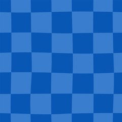 Vector checkered tablecloth blue monochrome seamless pattern. Kawaii background