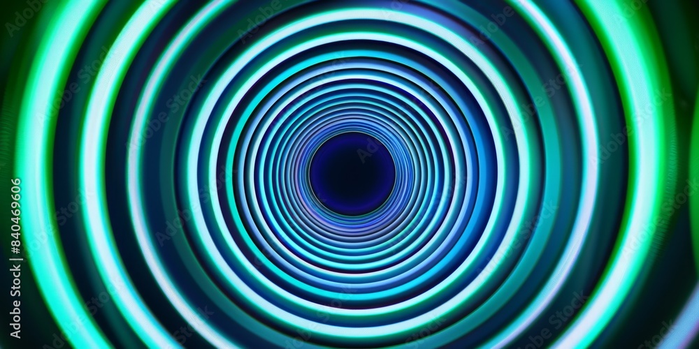 Poster abstract blue and green concentric circles creating a vortex illusion