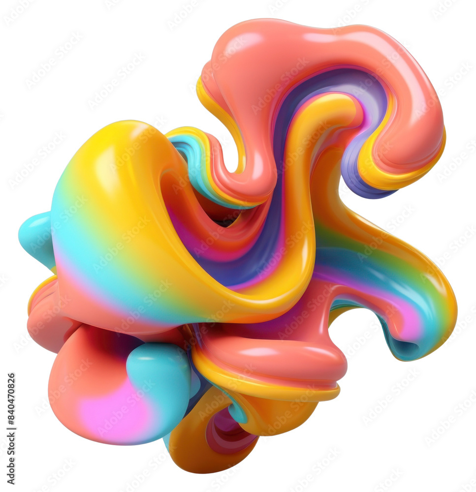 Aufkleber png 3d render of abstract fluid shape represent of basic shape confectionery graphics balloon.