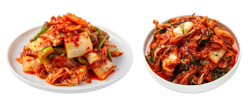 kimchi achar in plate, korean food, on transparent background