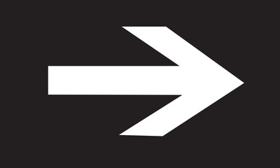 Right arrow for road direction. Directional arrow icon illustration Simple thin line, outline of Arrow icons on black background. vector  illustration. 