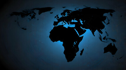World shape with blue and black background